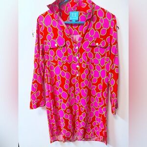Escapada Pink and Red Patterned Shirt Dress